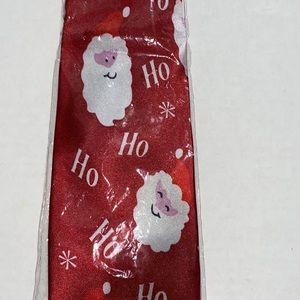 SANTA CLAUSE  beautiful red and white tie with Santa and HO HO Designs. NWOT